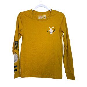 Dutch Bros A Better World Long Sleeve Crewneck Tee Women XS Golden Yellow Coffee